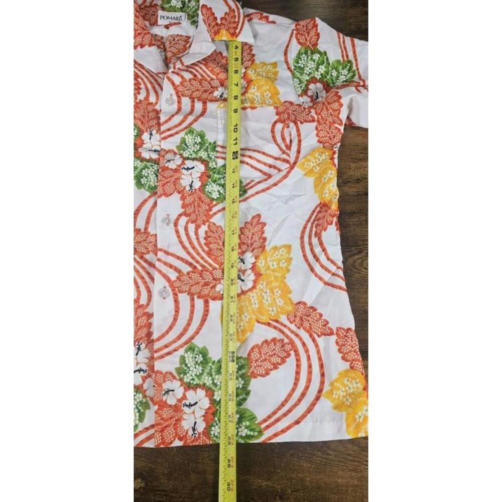 Vintage 70’s Pomare Red White Orange Hibiscus Men’s Hawaiian‎ Aloha Shirt Large - Picture 4 of 5